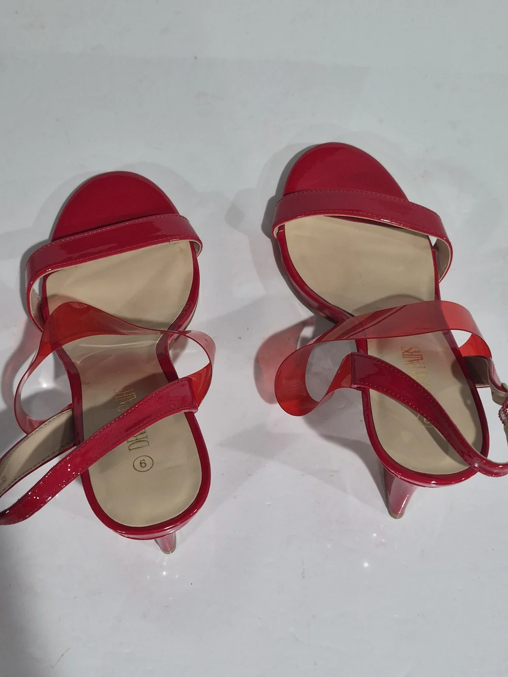 Dream Pairs Red Slingback Sandals with Clear Strap - Size 9 - Picture 3 of 13